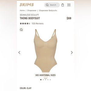 NIB SKIMS Seamless Sculpt Thong Bodysuit Clay L/XL
